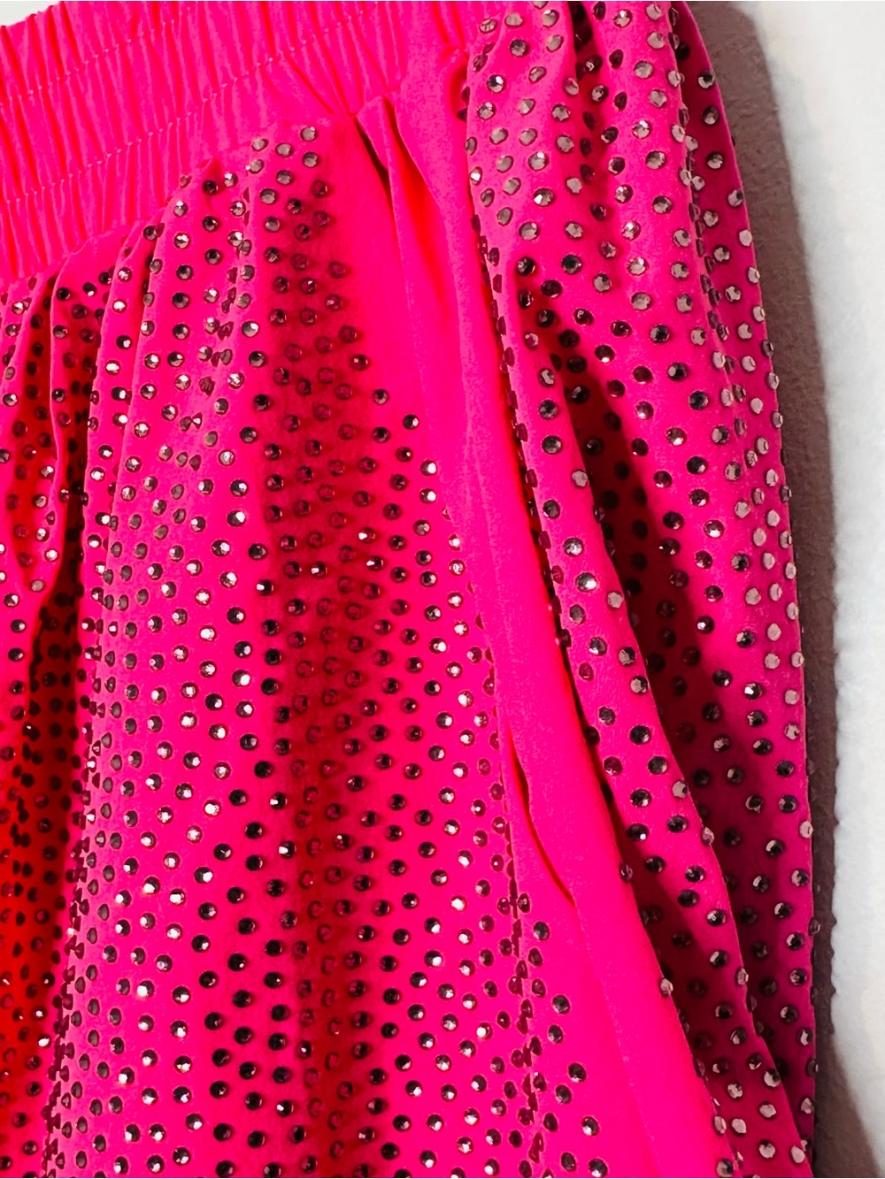 Queen of Sparkles Colorblock Rhinestone Pink Green Pull On Shorts - Picture 8 of 12